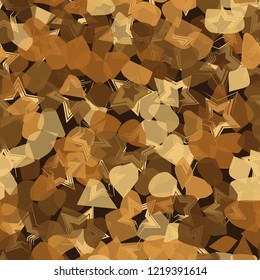 Seamless pattern. Copper camouflage with five-pointed stars. Editable.