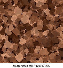 Seamless pattern. Copper camouflage with five-pointed stars. Editable.