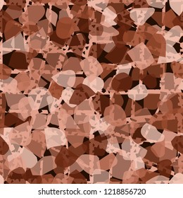 Seamless pattern. Copper camouflage with oblique perforated lines. Editable.