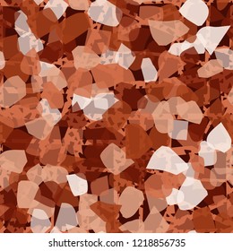 Seamless pattern. Copper camouflage with oblique perforated lines. Editable.