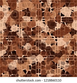Seamless pattern. Copper camouflage with quadrilateral decorative elements. Editable.