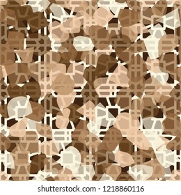 Seamless pattern. Copper camouflage with quadrilateral decorative elements. Editable.