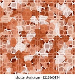 Seamless pattern. Copper camouflage with quadrilateral decorative elements. Editable.