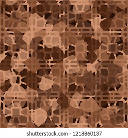 Seamless pattern. Copper camouflage with quadrilateral decorative elements. Editable.