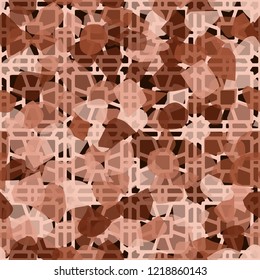Seamless pattern. Copper camouflage with quadrilateral decorative elements. Editable.