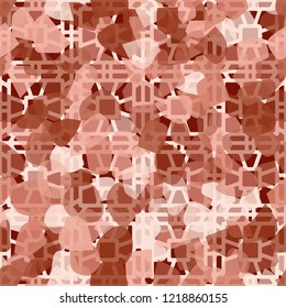 Seamless pattern. Copper camouflage with quadrilateral decorative elements. Editable.