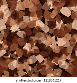 Seamless pattern. Copper camouflage with seven-pointed stars. Editable.
