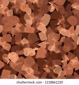 Seamless pattern. Copper camouflage with seven-pointed stars. Editable.