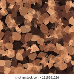 Seamless pattern. Copper camouflage with seven-pointed stars. Editable.
