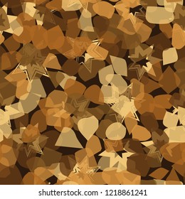 Seamless pattern. Copper camouflage with seven-pointed stars. Editable.