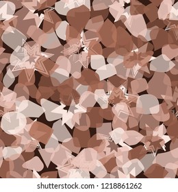 Seamless pattern. Copper camouflage with seven-pointed stars. Editable.