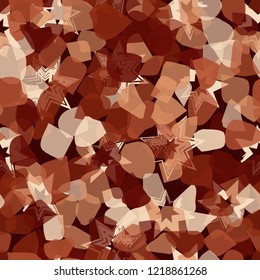 Seamless pattern. Copper camouflage with seven-pointed stars. Editable.