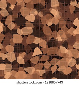Seamless pattern. Copper camouflage with small rectangles. Editable.
