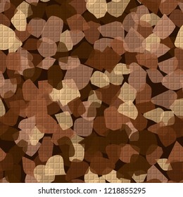 Seamless pattern. Copper camouflage with wafer relief. Editable.