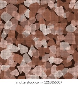Seamless pattern. Copper camouflage with wafer relief. Editable.