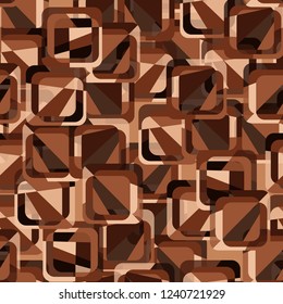 Seamless pattern. Copper theme. Composition based on rounded squares.