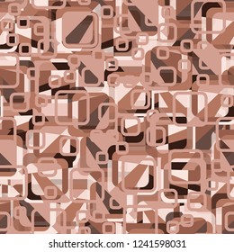 Seamless pattern. Copper theme. Composition based on rounded squares. Contour figures.