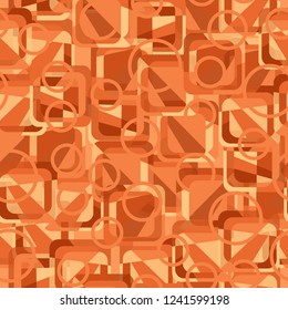 Seamless pattern. Copper theme. Composition based on rounded squares. Contour circles.