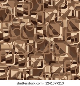 Seamless pattern. Copper theme. Composition based on rounded squares. Contour circles.