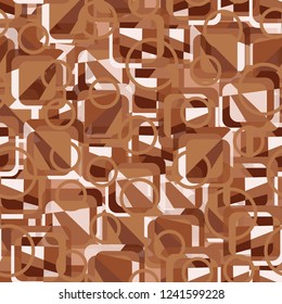 Seamless pattern. Copper theme. Composition based on rounded squares. Contour circles.