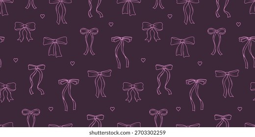 Nahtloses Muster Coquette Bogen rosa. Hintergrund Schleifen und Bänder für Haarschmuck, Festartikel, Geschenkverpackungen, Geschenkkarten und Luxusverpackungen
