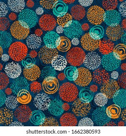 Seamless pattern with coral reef shapes in 6 colors. Vector illustration.