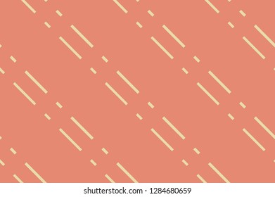 Seamless pattern. Coral stripes on yellow background. Striped diagonal pattern for printing on fabric, paper, wrapping, scrapbooking, websites Background with slanted lines Vector illustration