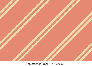 Seamless pattern. Coral stripes on yellow background. Striped diagonal pattern for printing on fabric, paper, wrapping, scrapbooking, websites Background with slanted lines Vector illustration