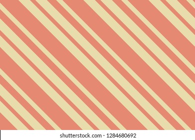 Seamless pattern. Coral stripes on yellow background. Striped diagonal pattern for printing on fabric, paper, wrapping, scrapbooking, websites Background with slanted lines Vector illustration