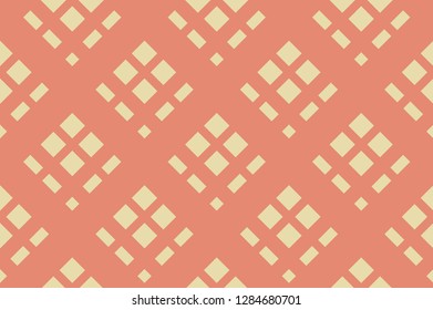 Seamless pattern. Coral stripes on yellow background. Striped diagonal pattern for printing on fabric, paper, wrapping, scrapbooking, websites Background with slanted lines Vector illustration