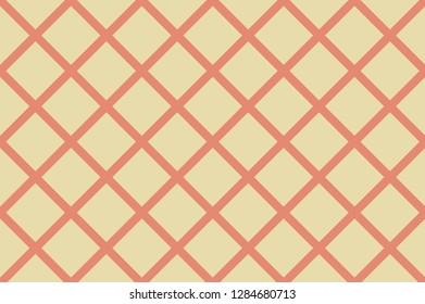 Seamless pattern. Coral stripes on yellow background. Striped diagonal pattern for printing on fabric, paper, wrapping, scrapbooking, websites Background with slanted lines Vector illustration