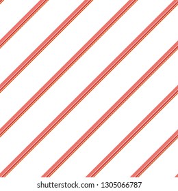 Seamless pattern. Coral Stripes on white background. Striped diagonal pattern For printing on fabric, paper, wrapping, scrapbooking, websites, banners Background with slanted lines Vector illustration