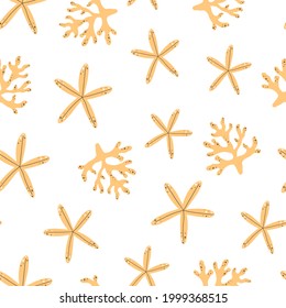 Seamless pattern with corals and starfish in Scandinavian style for children's print
