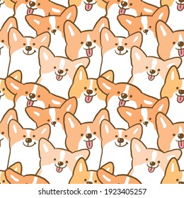 Seamless Pattern of Corgi Dog Illustration Design