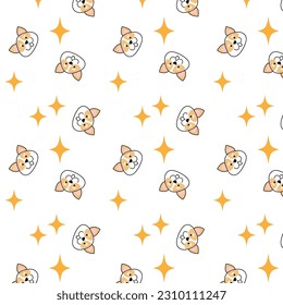 Seamless Pattern of Corgi Dog on white background