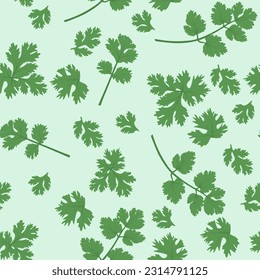 A seamless pattern of coriander. food and vegeatable vector background. vector illustration.