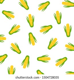 Seamless pattern with corn. Fashion design. Food print for tablecloth, curtain or dishcloth. Vegetables sketch background – stock vector