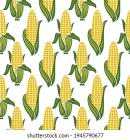 seamless pattern of corncob isolated on white background