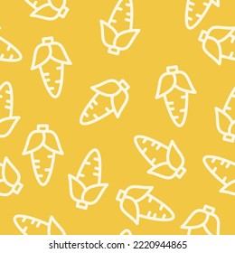 Seamless pattern with corns. Vegetable summer pattern. Colorful bright vegetable seamless pattern. Vector illustration