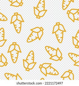 Seamless pattern with corns. Vegetable summer pattern. Colorful bright vegetable seamless pattern. Vector illustration