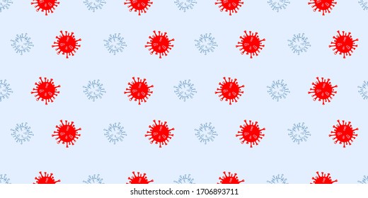 Seamless Pattern of Corona Virus Disease 2019 (COVID-19), global spread dangerous coronavirus pandemic illustration on light background.