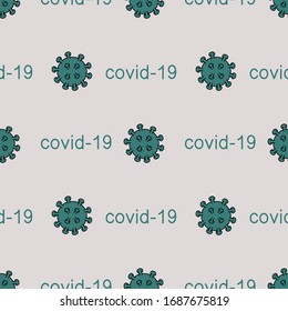Patrón transparente con el virus de la corona. Ilustración vectorial.