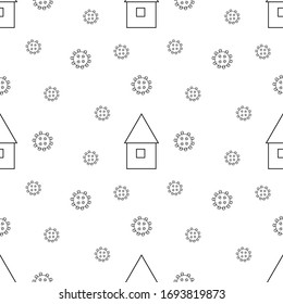 Seamless pattern with corona virus. Vector illustration.Stay at home.