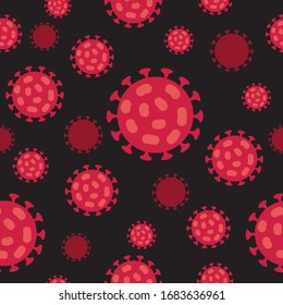Seamless pattern with coronavirus bacteria. COVID-19 conceptual vector illustration. 2019-ncov virus cells.