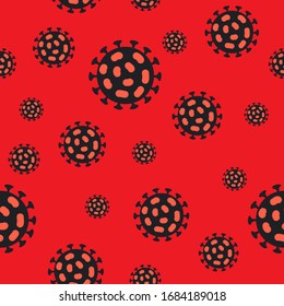 Seamless pattern with coronavirus bacteria. COVID-19 conceptual vector illustration. 2019-ncov virus cells.
