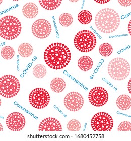 Seamless pattern with coronavirus cell symbol. Corona virus disease covid-19 sign. Vector illustration. Isolated on white background..