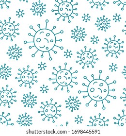 Patrón transparente con coronavirus. Contour microorganismos células repitiendo el fondo para el diseño textil, envolver papel, papel tapiz.