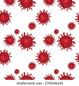 Seamless pattern with coronavirus. The epidemic of the virus. Vector illustration.