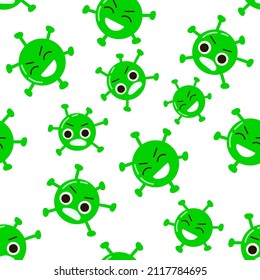 Seamless pattern with coronavirus evil characters. Vector