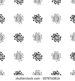 Seamless pattern of coronavirus microbes. Coronavirus 2019-nCoV. Doodle simple line elements from a medical concept. Editable vector stroke microbe. Virus, bacteria. Hand drawn illustration.